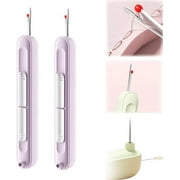 MEUDQU 2Pcs Plug-in Needle Threader, 2025 New 2 in 1 Upgraded Needle Threader Seam Ripper Tool, Stretchable Remover Needle Threading Tool for Hand Sewing Knitting Craft Quilting Supplies